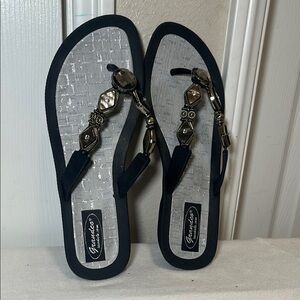 Elegant Black Beaded Sandals